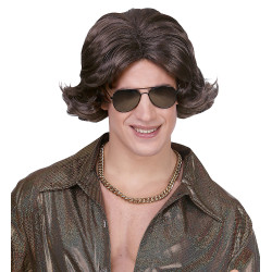 Hnědá pánská paruka disco 70´s